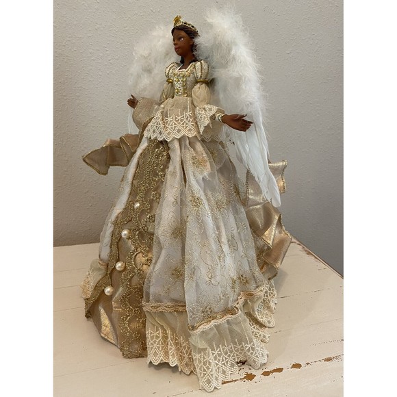 African American Vintage Tree Topper Angel 14 Inches Used - Picture 5 of 7